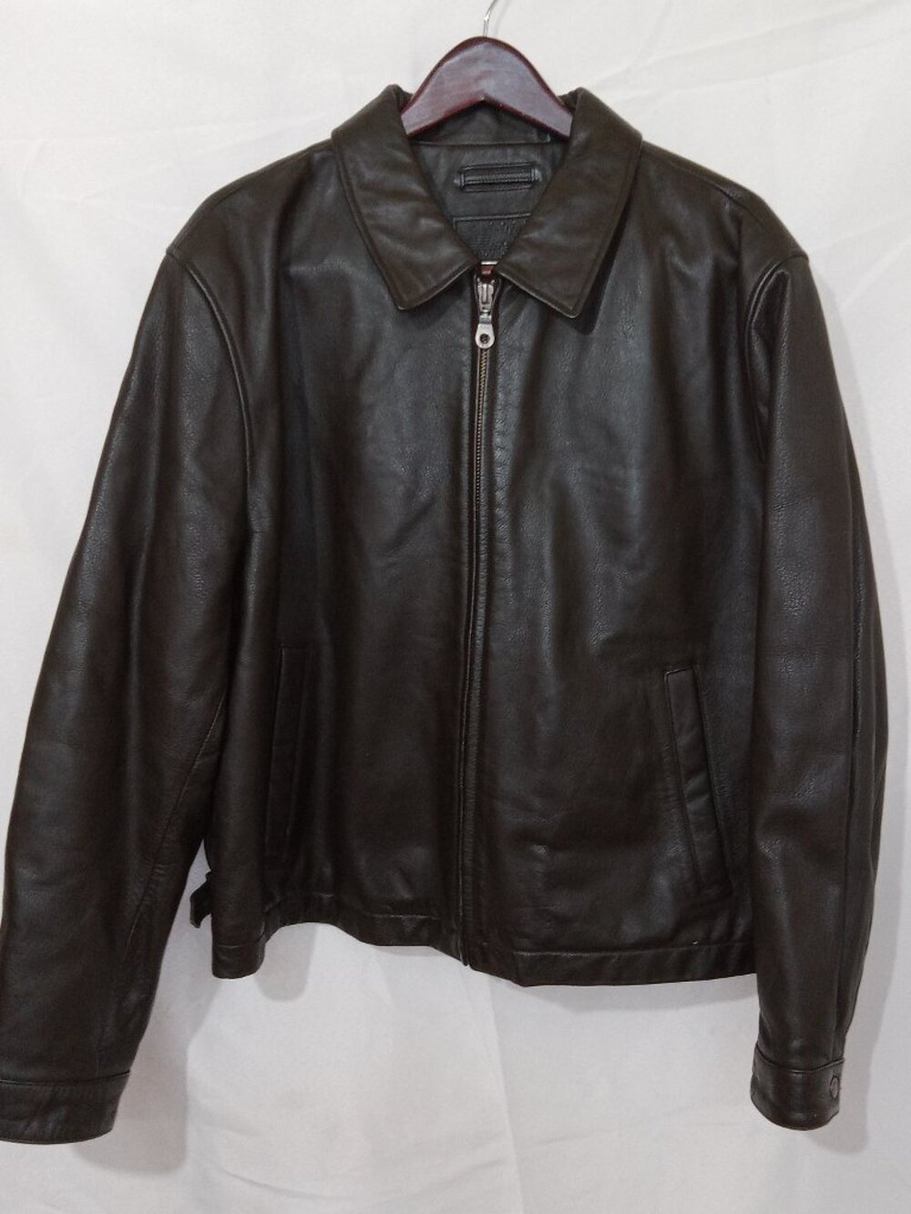 Roundtree & Yorke Brown Genuine Leather Bomber Jacket Men’s XL Vintage